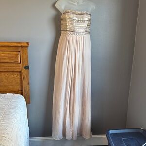 Aidan Mattox strapless dress * pink & silver beading * sz 2 *